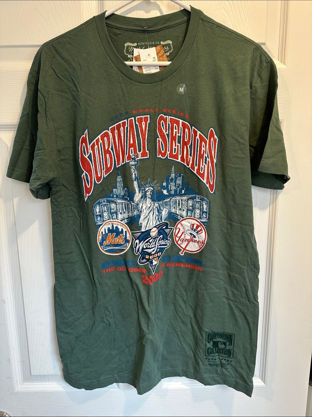 Nostalgia Olive Green Subway Series Graphic Tee with Red & White Print